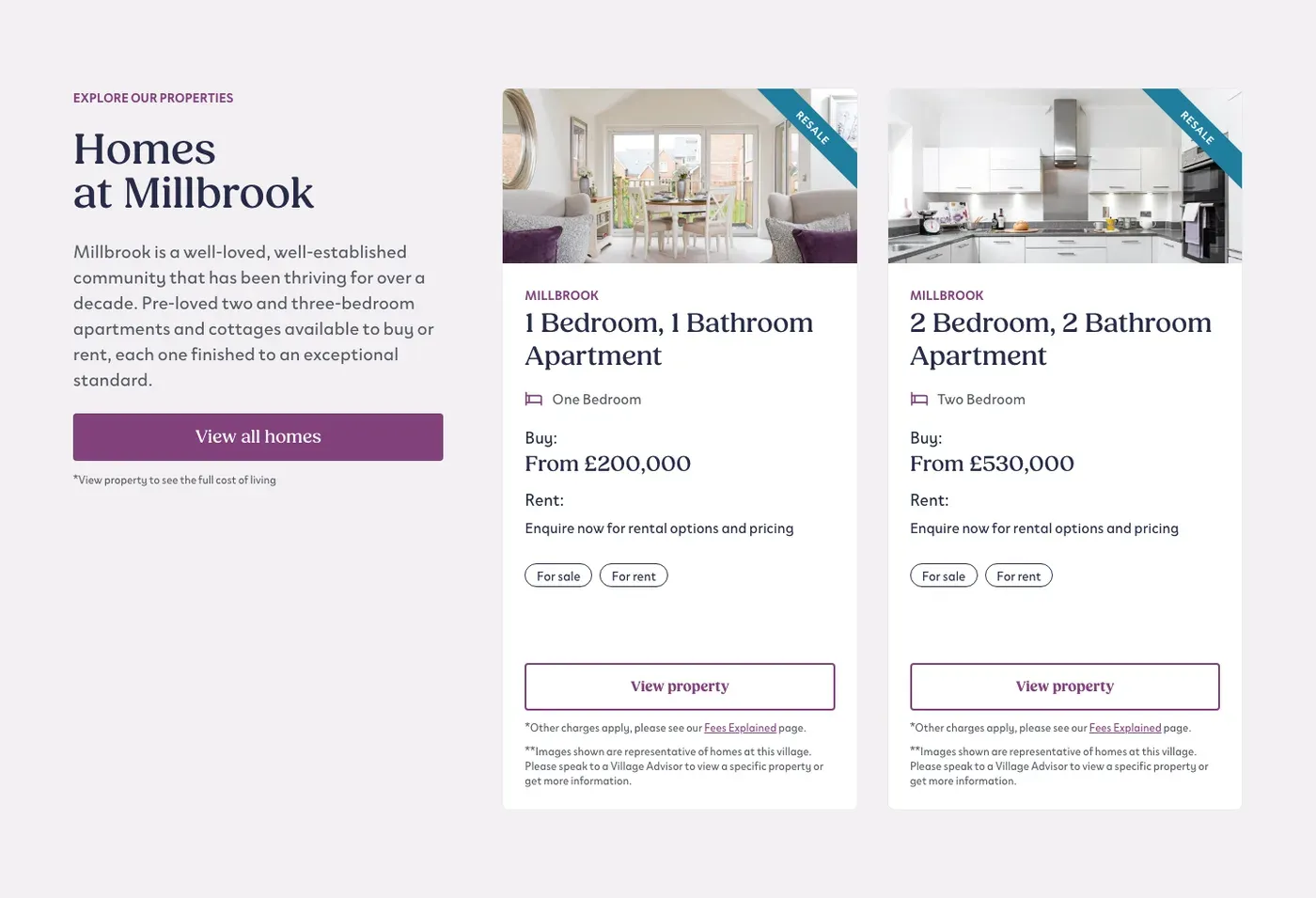 Featured properties component preview