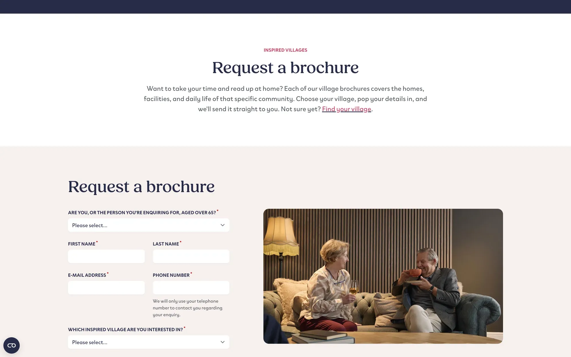 A brochure request enquiry form