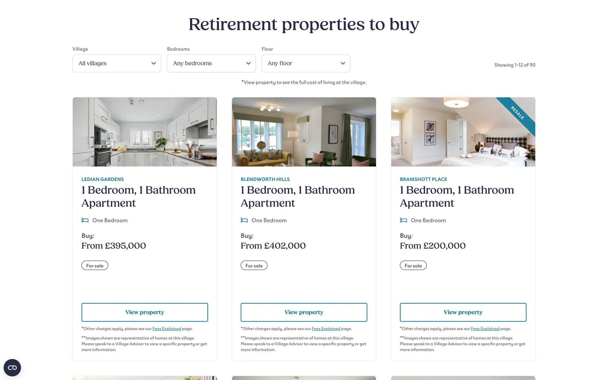 The migrated property listings grid