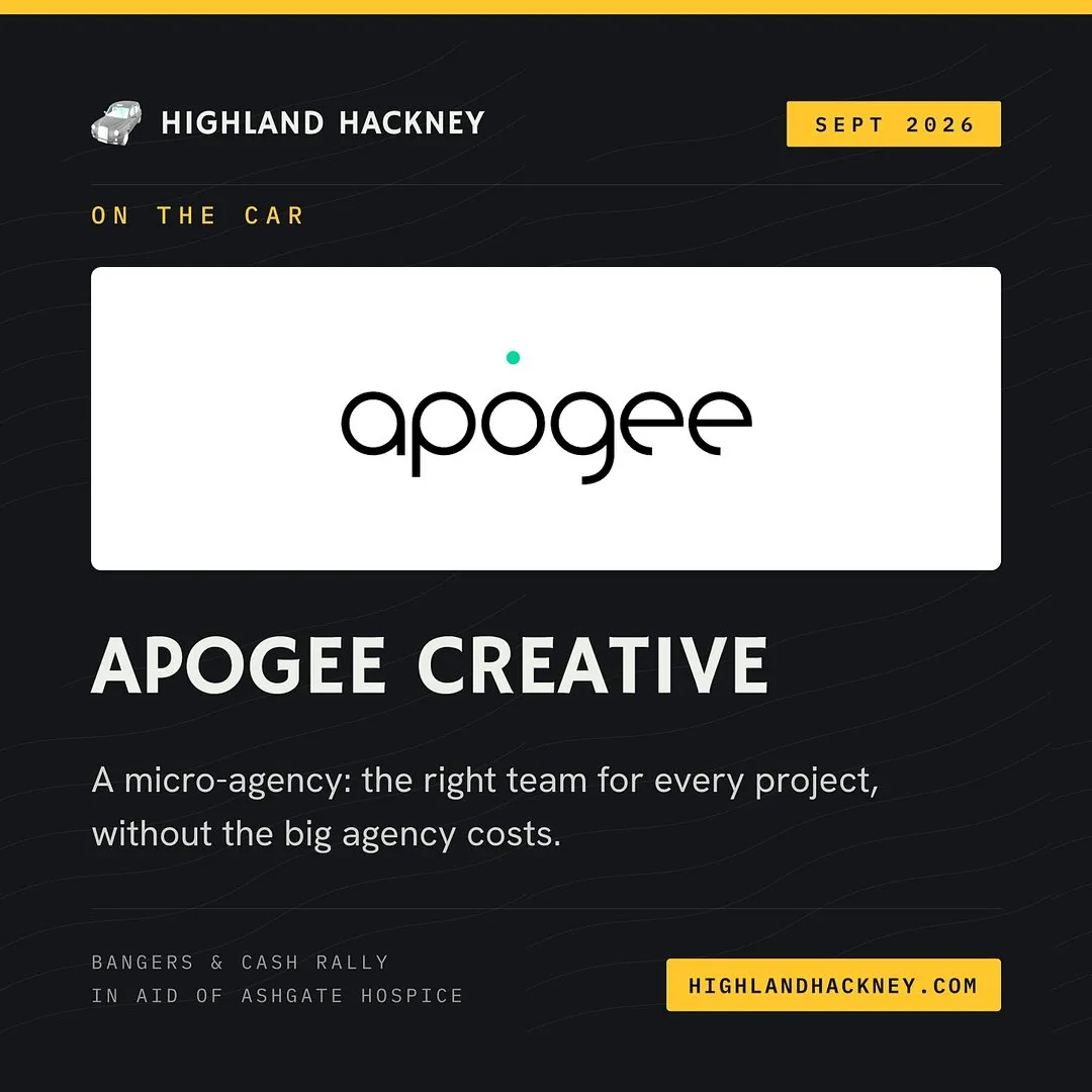 Yellow sponsor thank-you post for Apogee Creative