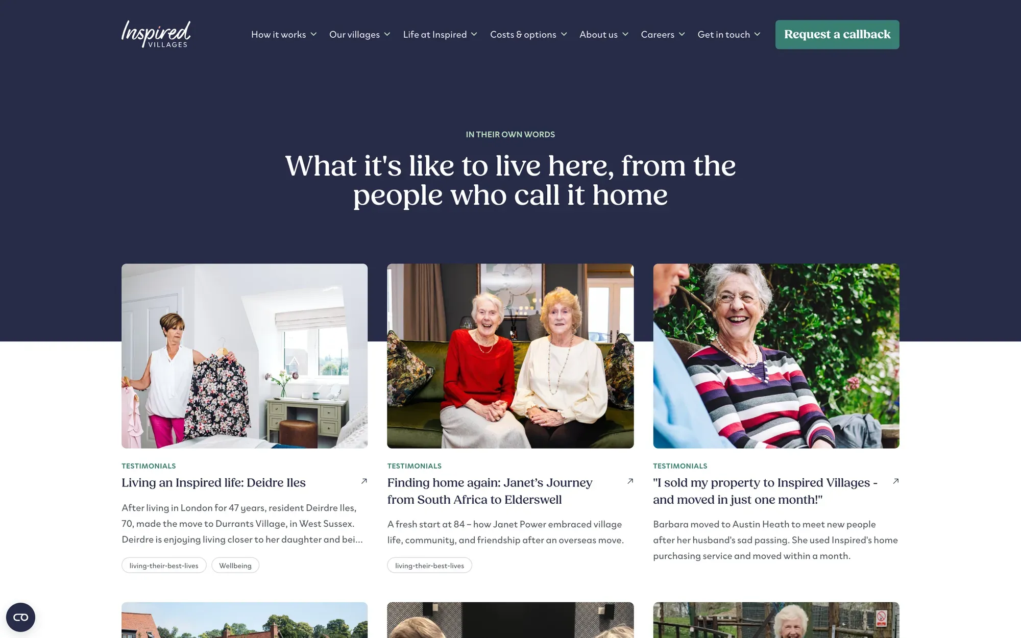 The migrated stories and testimonials listing