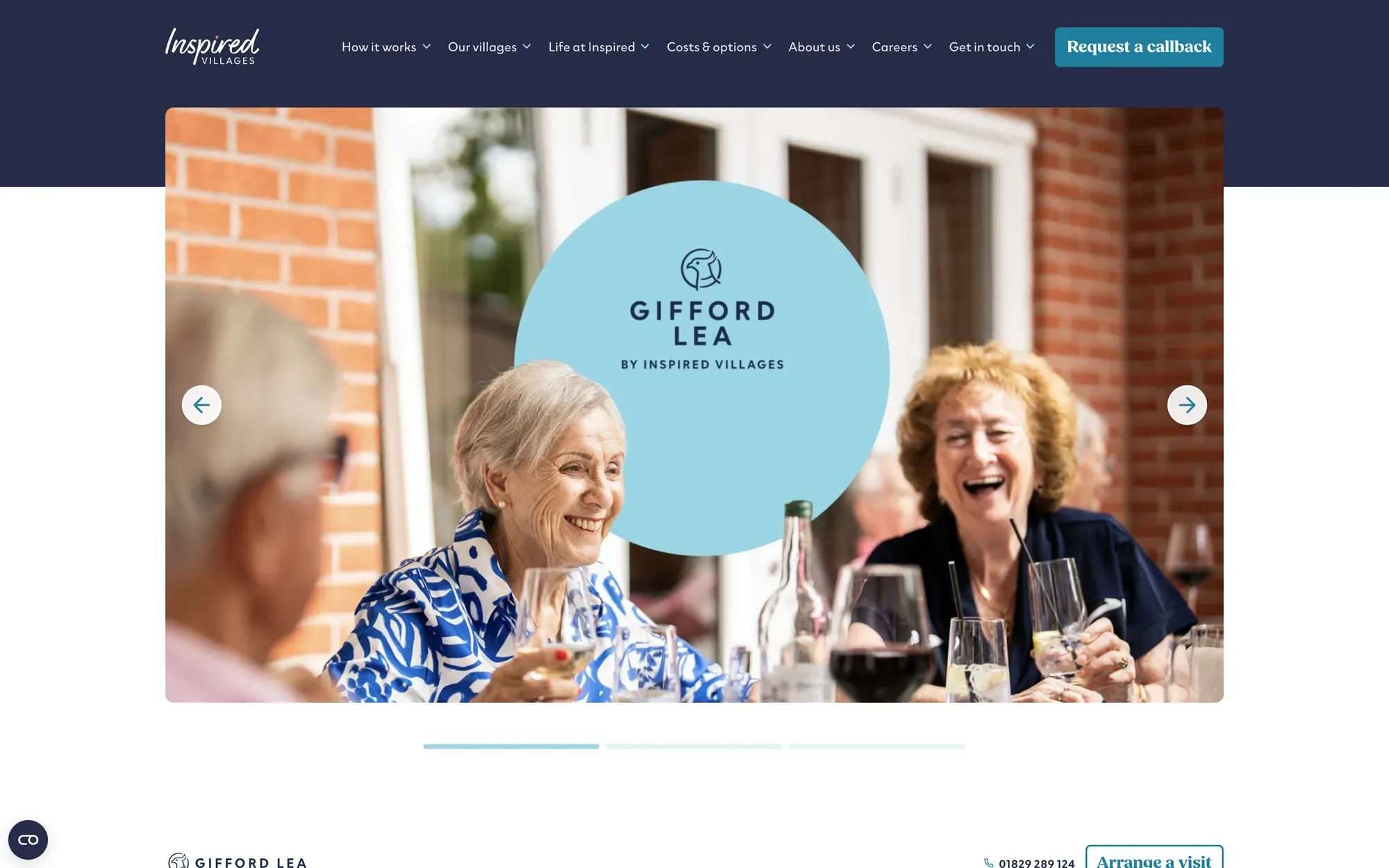A village landing page on the live Inspired Villages site